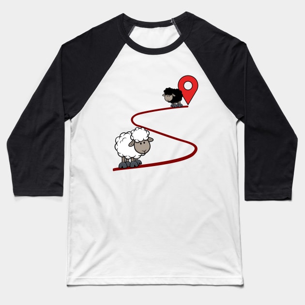 Black and white sheep map pin Baseball T-Shirt by JulieVie Design